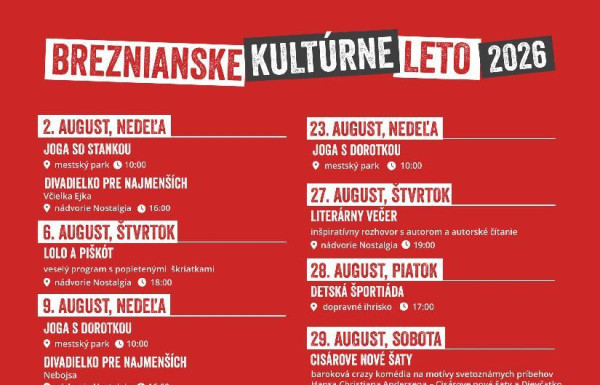 Breznianske kultúrne leto AUGUST 2026