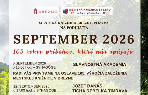 kniznica_september_26.jpg SEPTEMBER 2026 V MESTSKEJ KNIŽNICI BREZNO
